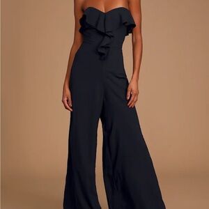 Lulus Black Strapless Jumpsuit NWT